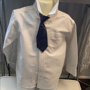 3T Boys White Dress Shirt W/Blue Tie Elegant.
